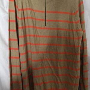 Men's Zip-Up Sweater - Red and Tan Stripes